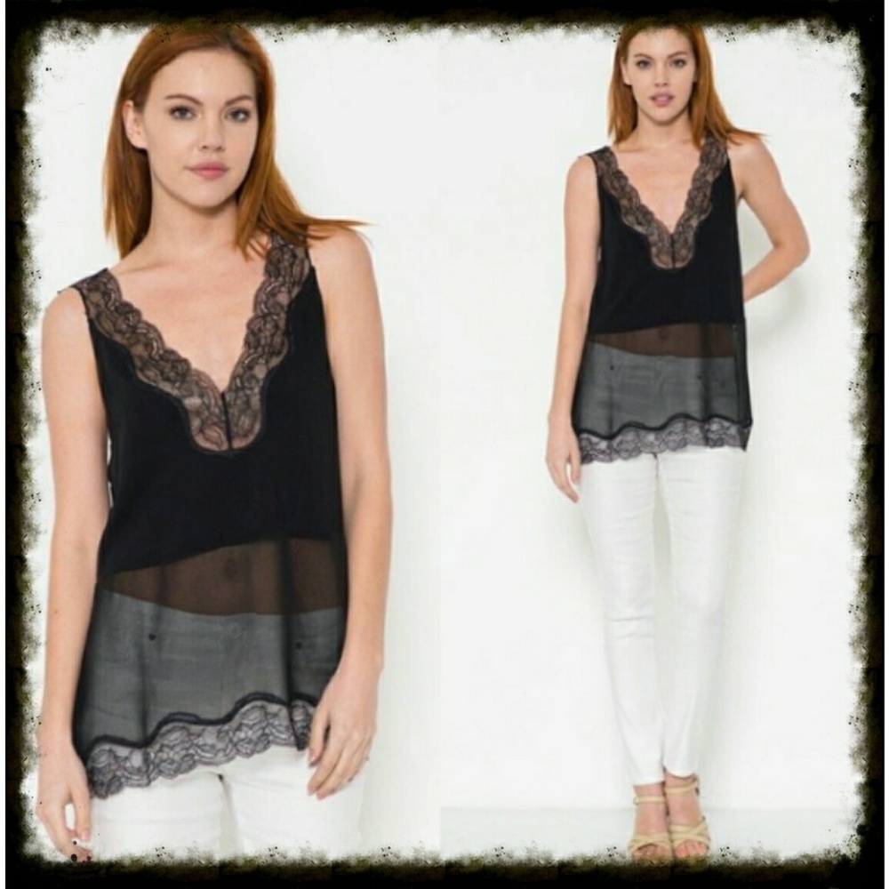 ♦️♦️NWT!! Esley Collection Black Lace Cami Top