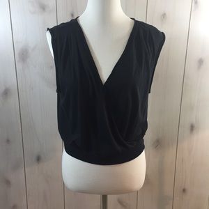 Free People Surplice Cropped Top Black Size M NWT