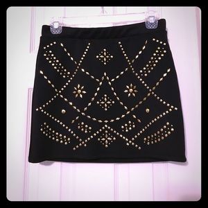 Black Mini Skirt with Gold Detailing