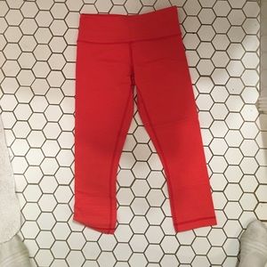 Striped coral cropped lululemon leggings