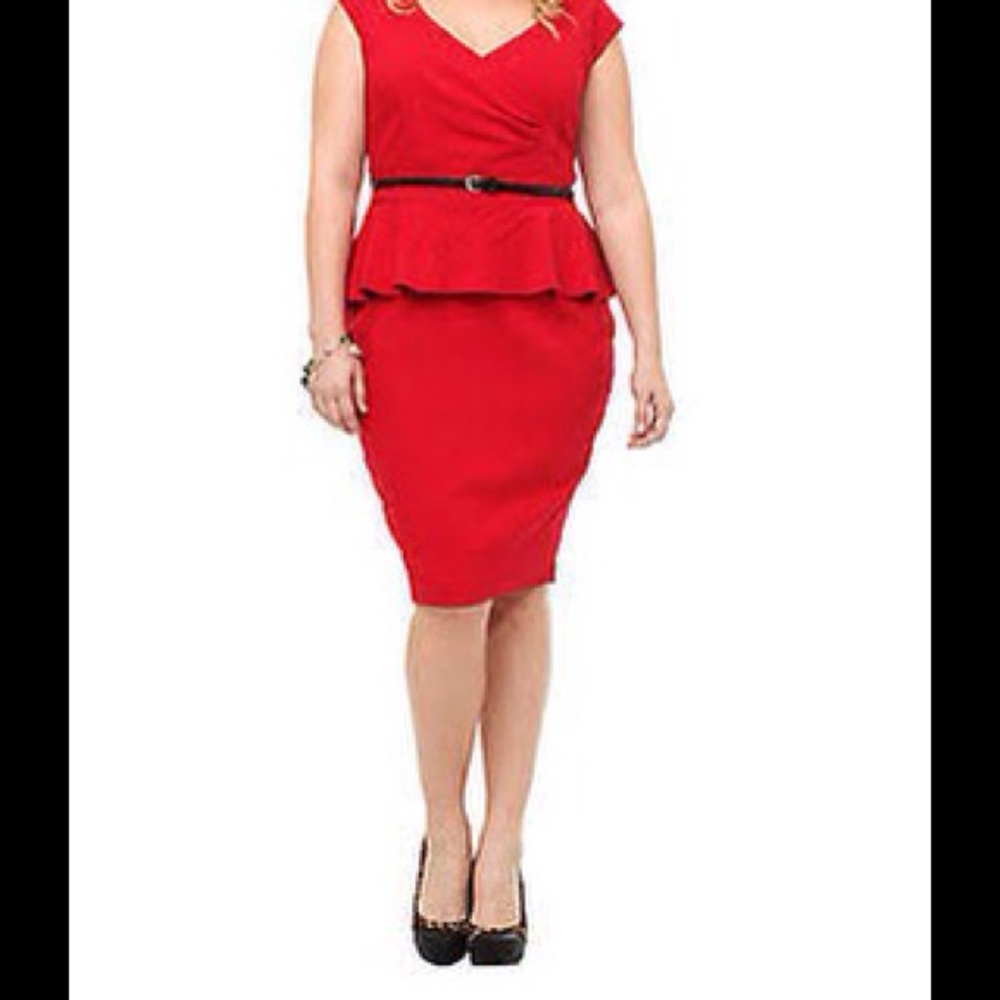 **SOLD**  NWT TORRID Red Peplum dress with belt