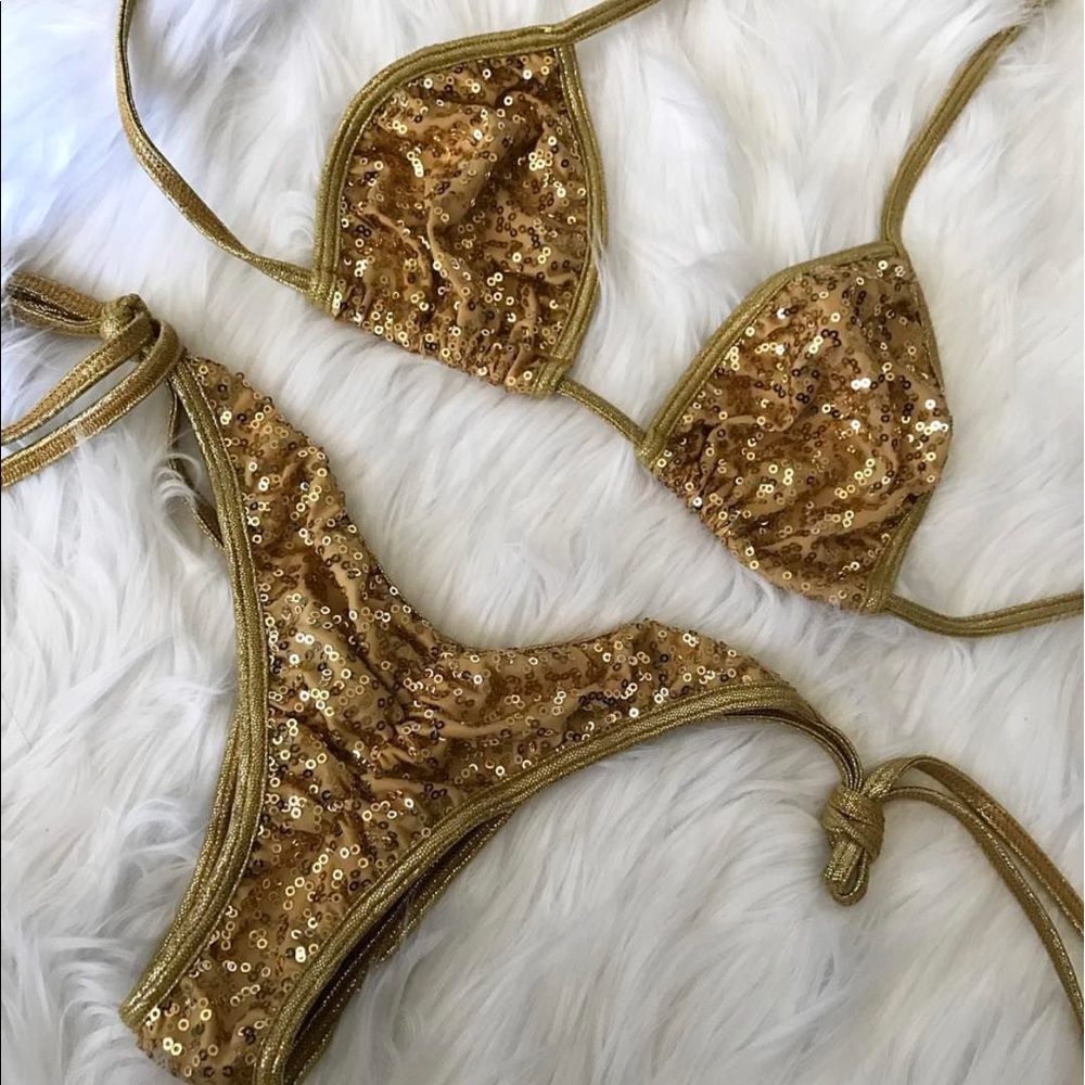 Gold sequin bikini