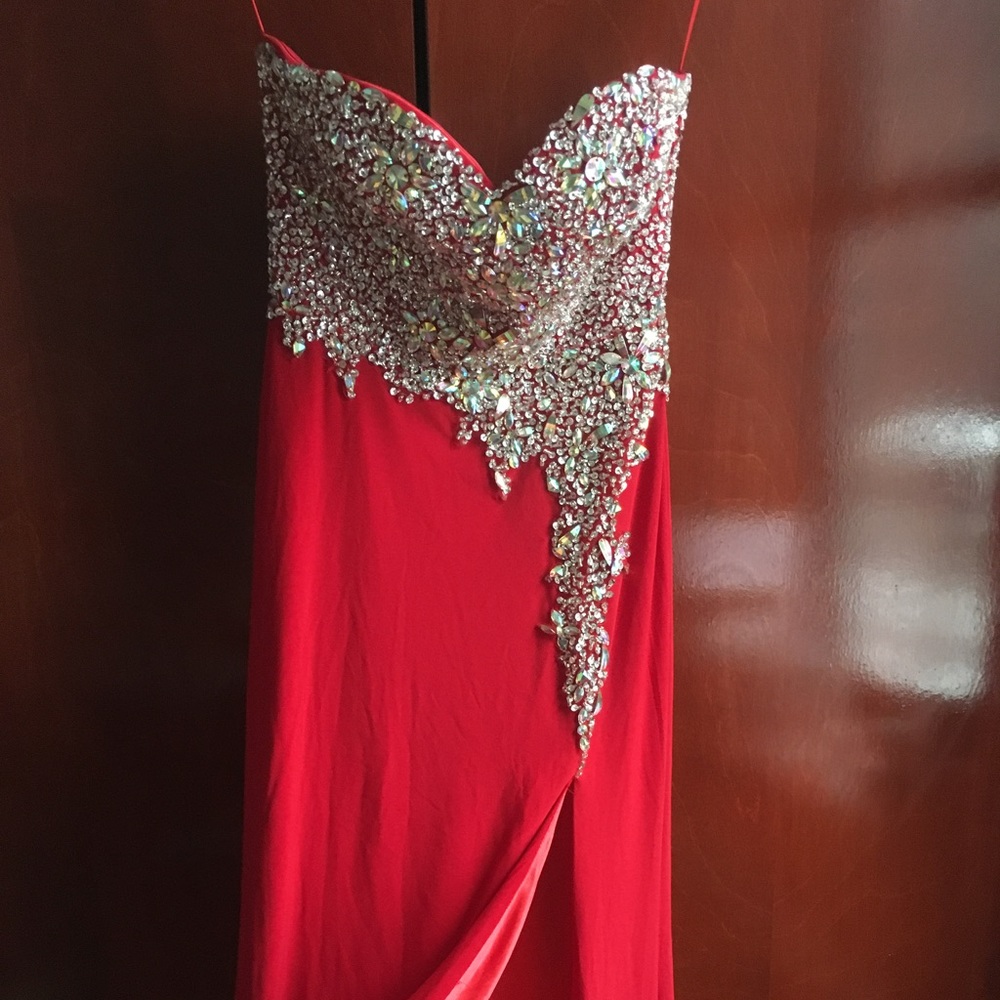 Red evening gown