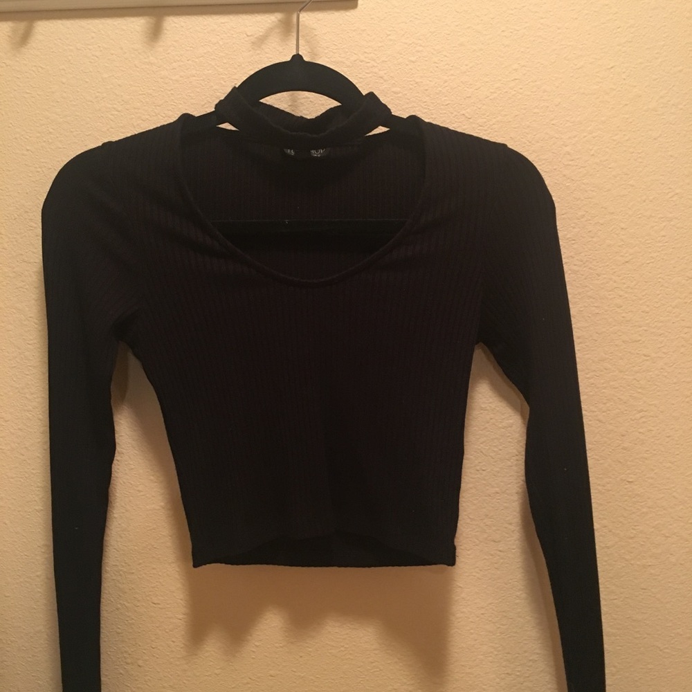 Topshop long sleeve choker top