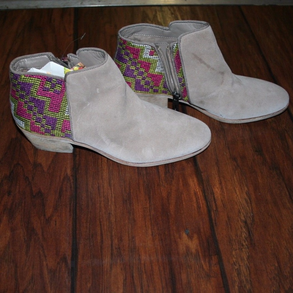 SAM EDELMAN Tan Green Purple Pink Ankle Booties
