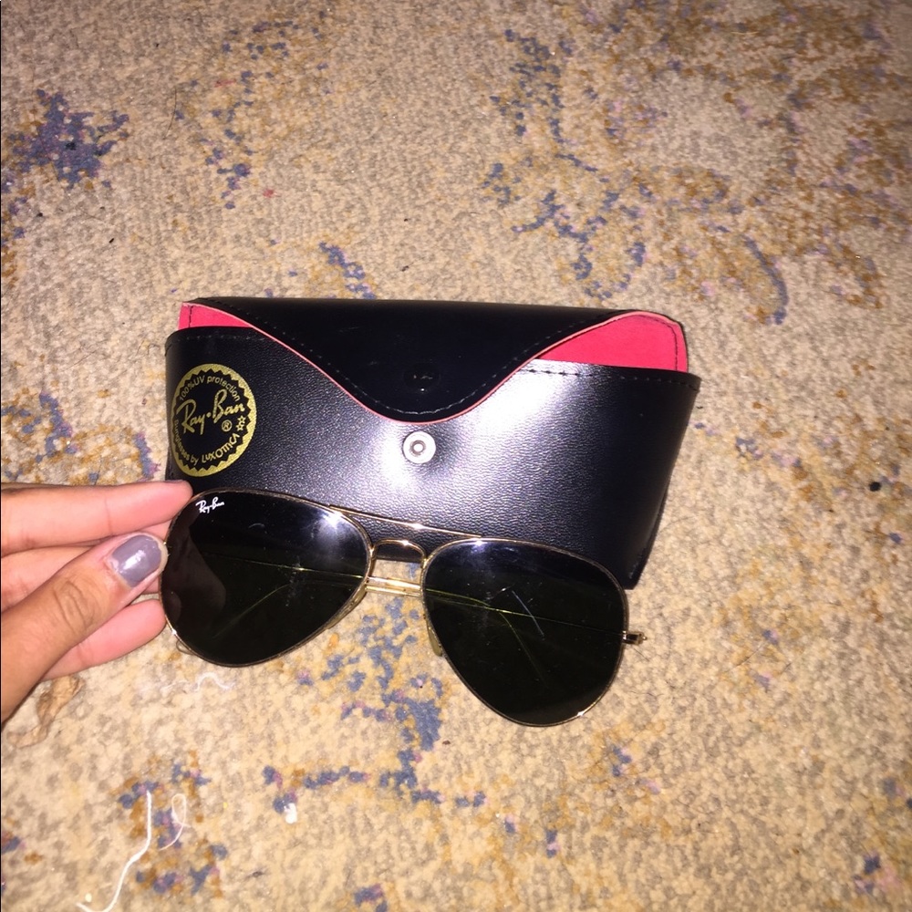 black/gold ray-band glasses with case