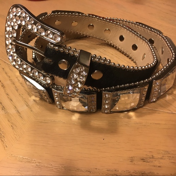 BB Simon hand made Italian leather Swarovski belt. main image 4