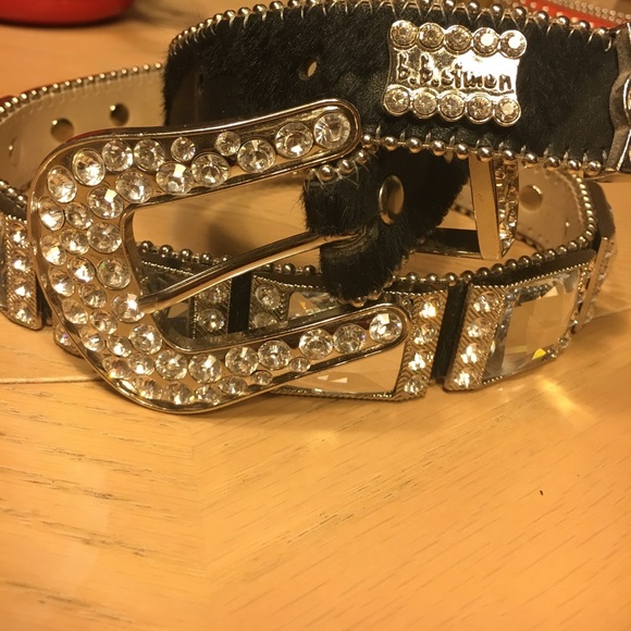 BB Simon hand made Italian leather Swarovski belt.