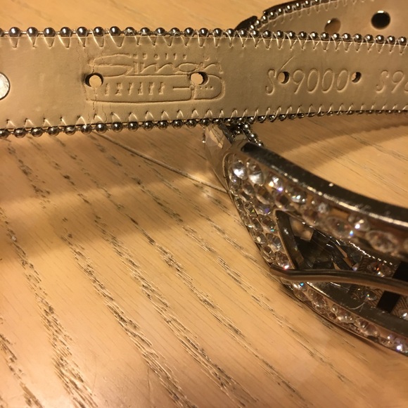 BB Simon hand made Italian leather Swarovski belt.