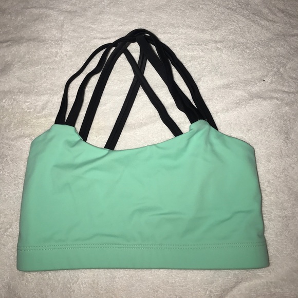 Seafoam sports bra with black straps - Picture 2 of 2