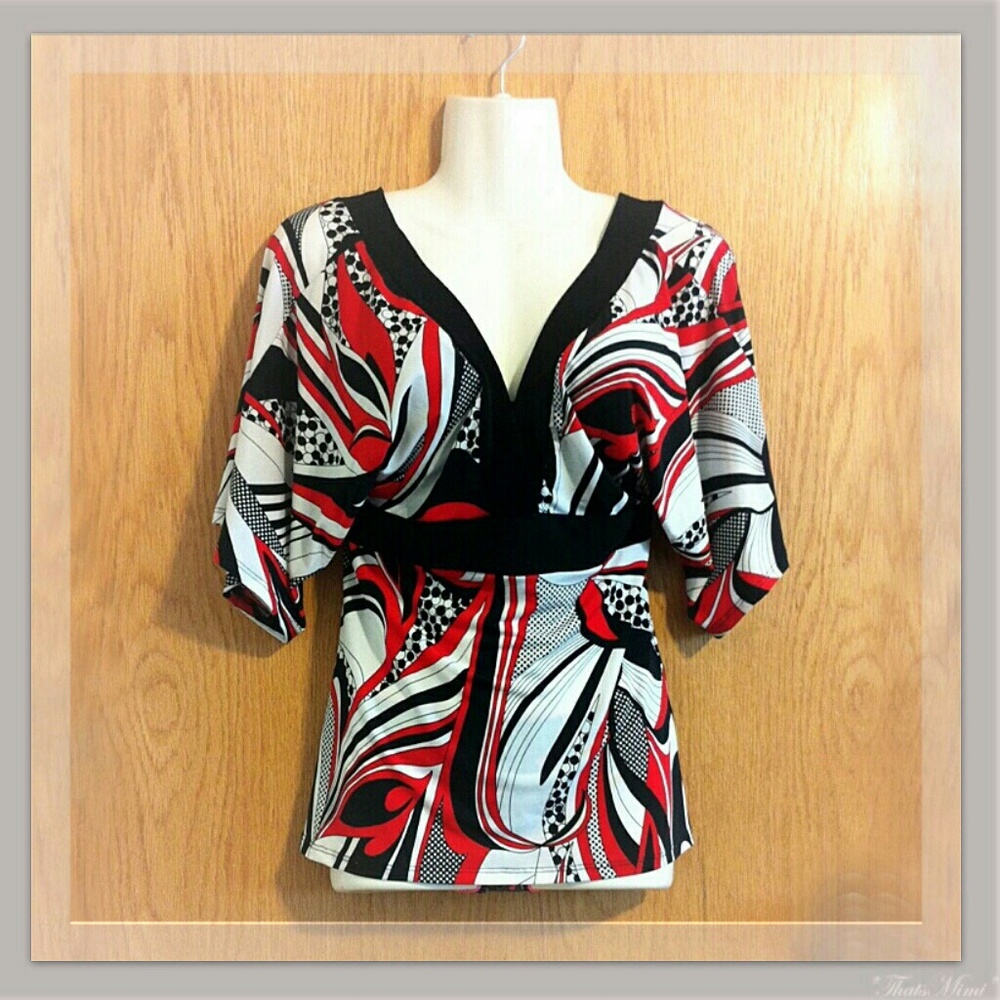 Geometric Abstract Print Kimono, Size S/M