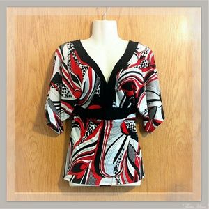 Geometric Abstract Print Kimono, Size S/M