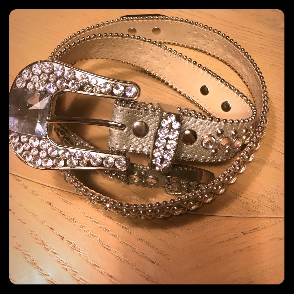 BB Simon hand made Italian leather Swarovski belt