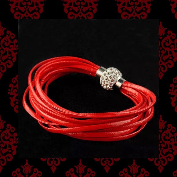 🌹New RED Leather/Rhinestone Wrap  Magnet - Picture 2 of 5