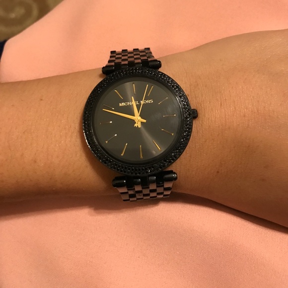 Black Michael Kors watch with gold accents! main image 6