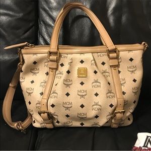 MCM beige visetos tote