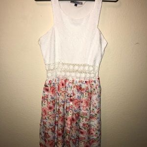 Floral dress with midriff cutout