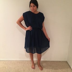 Pleated dark blue dress