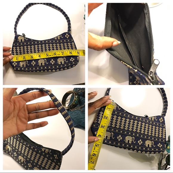 Navy/Gold Elephant Motif Purse - Picture 3 of 8