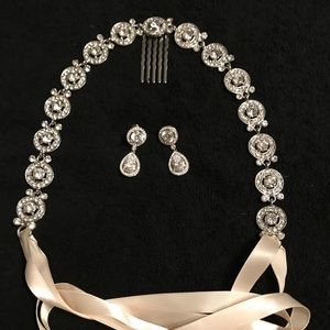 Nadri Wedding Headband & Drop Earrings