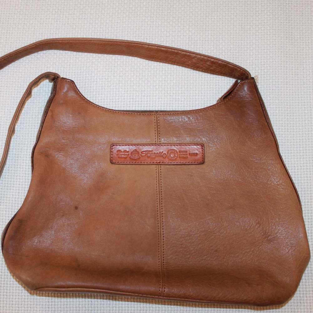 Fossil Leather Brown Cross Body Messenger Bag