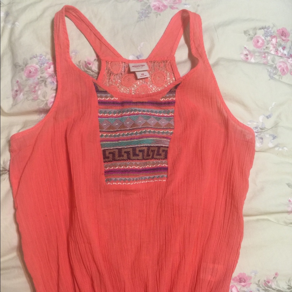 Orange Sinched Waist Tank Top