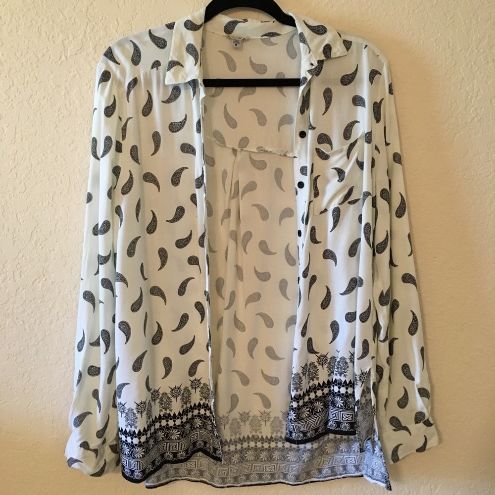 Button up paisley top