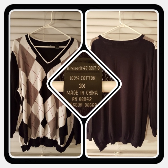 Woman's V Neck Argle Sweater Size 3X - Picture 1 of 5