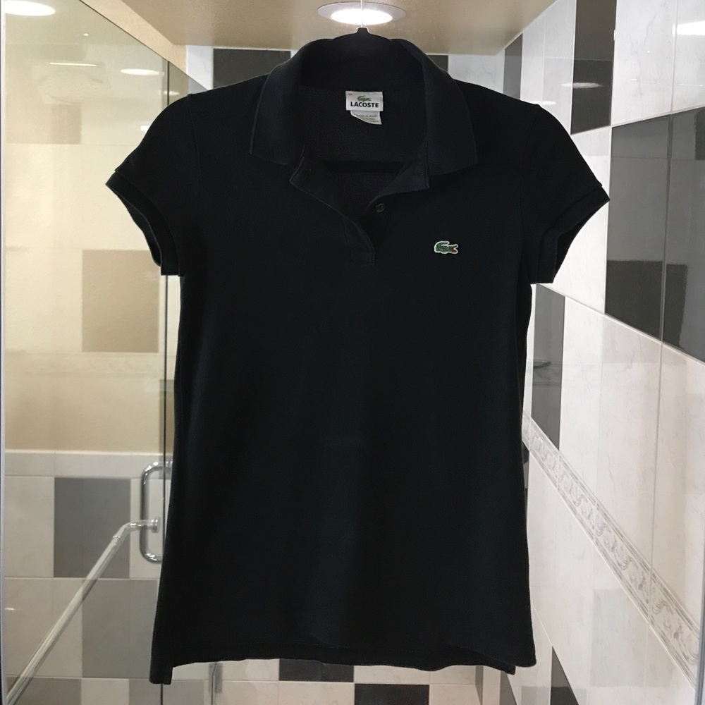 Lacoste Two Button Black Polo size 38 ( XS )