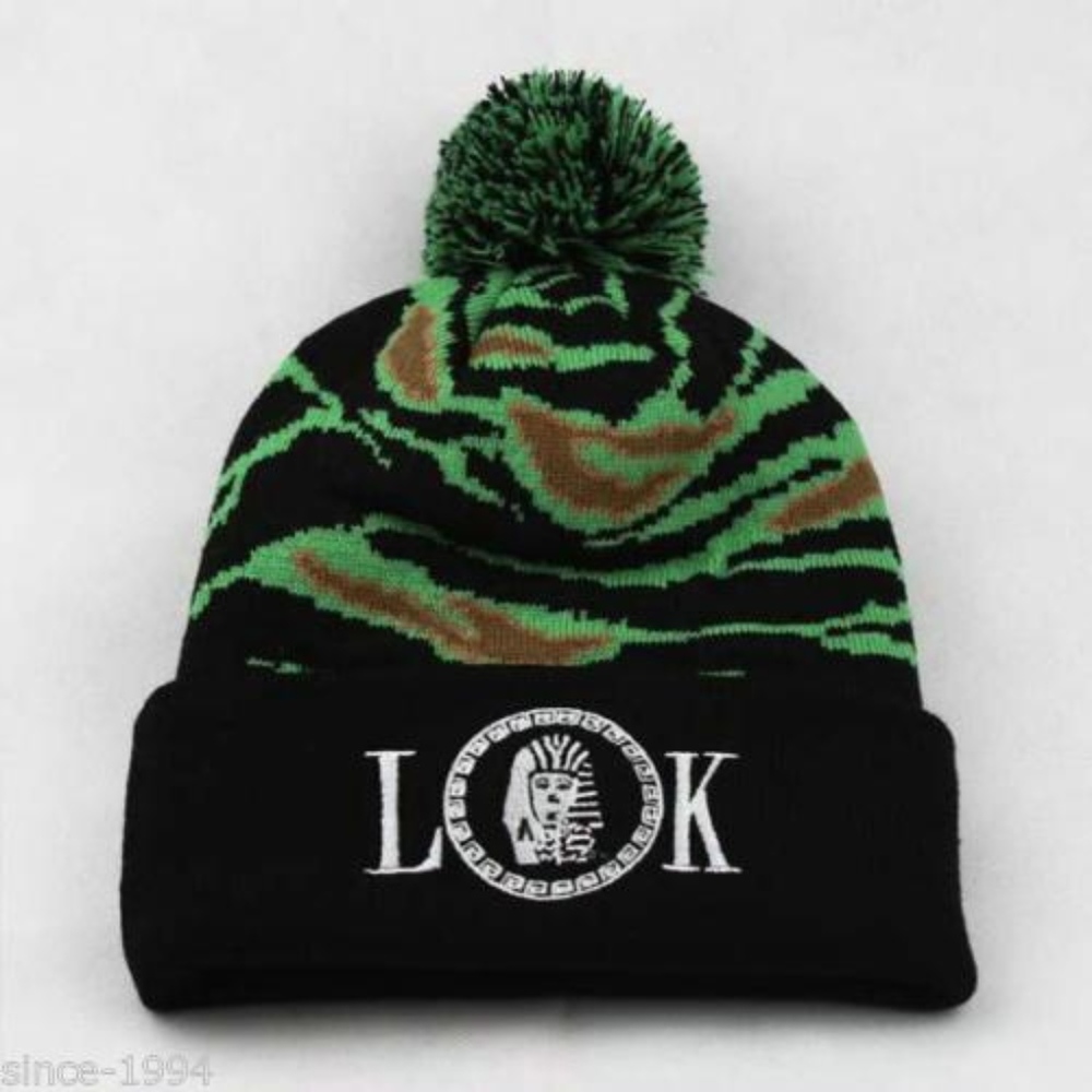 New Last Kings Beanie Knit Green Camo Leopard