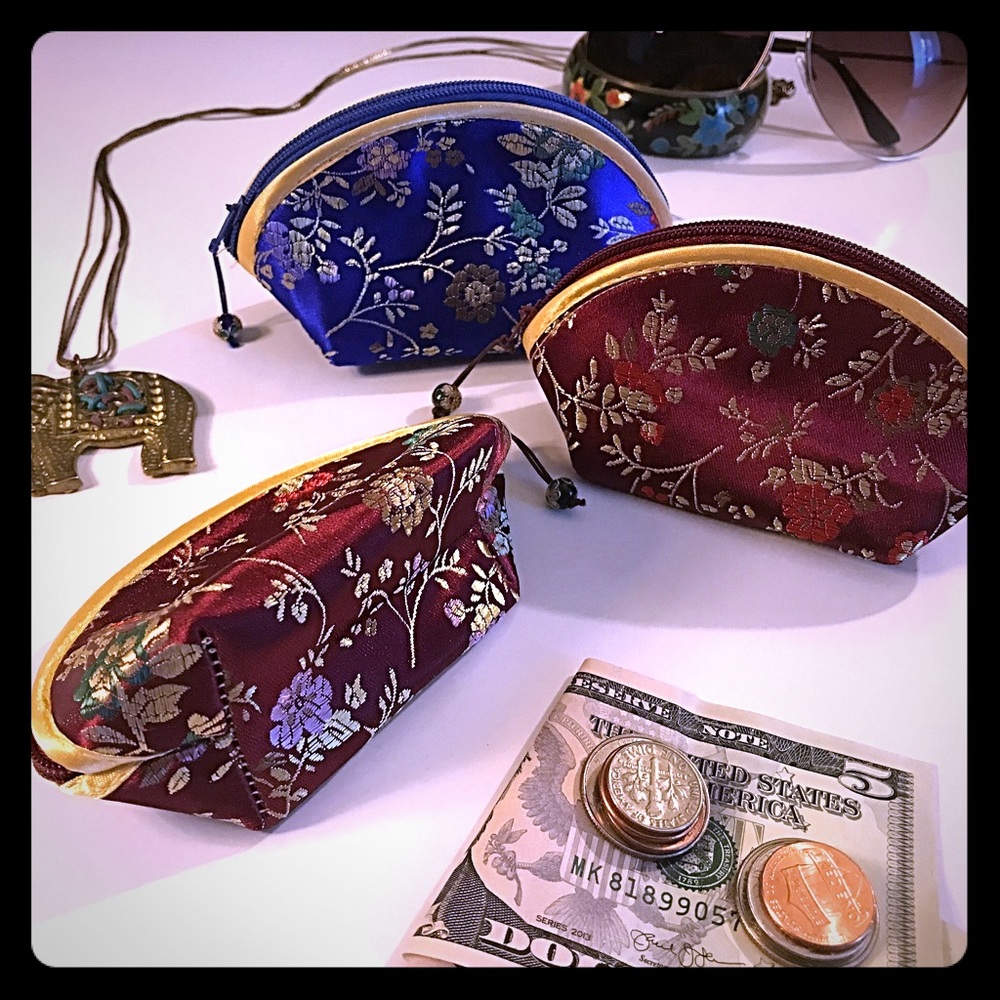 Asian Flower Motif Coin Purse 