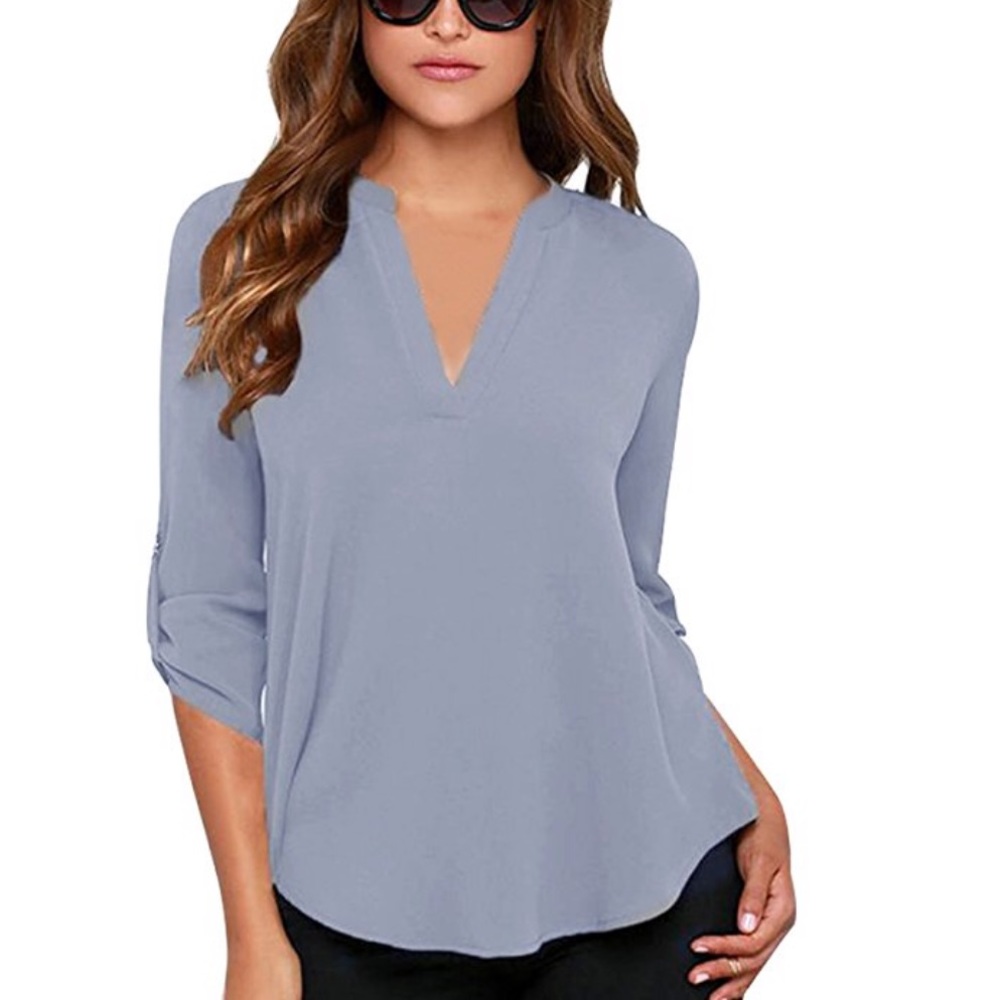 Sally solid loose sleeved top - Picture 3 of 8