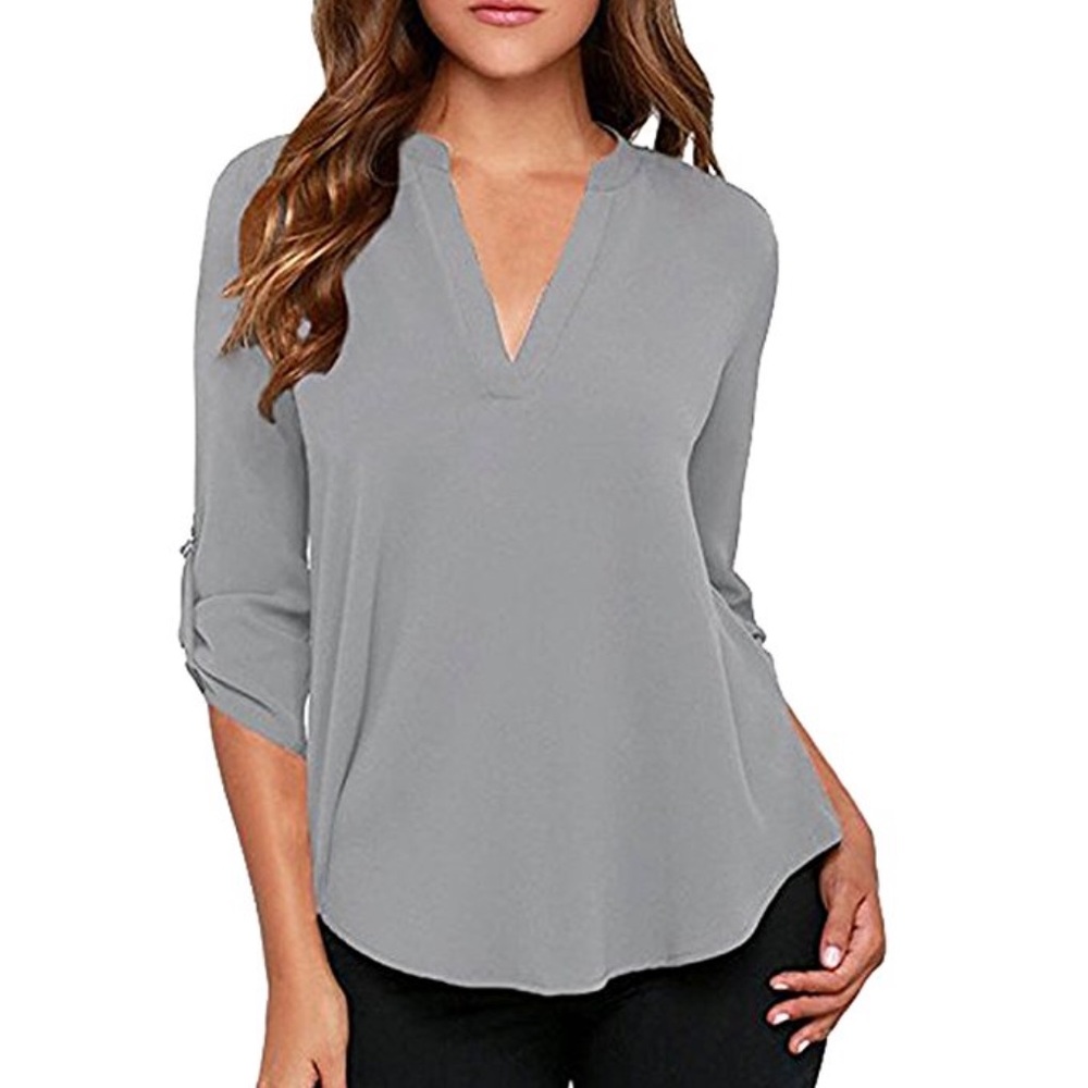 Sally solid loose sleeved top - Picture 5 of 8