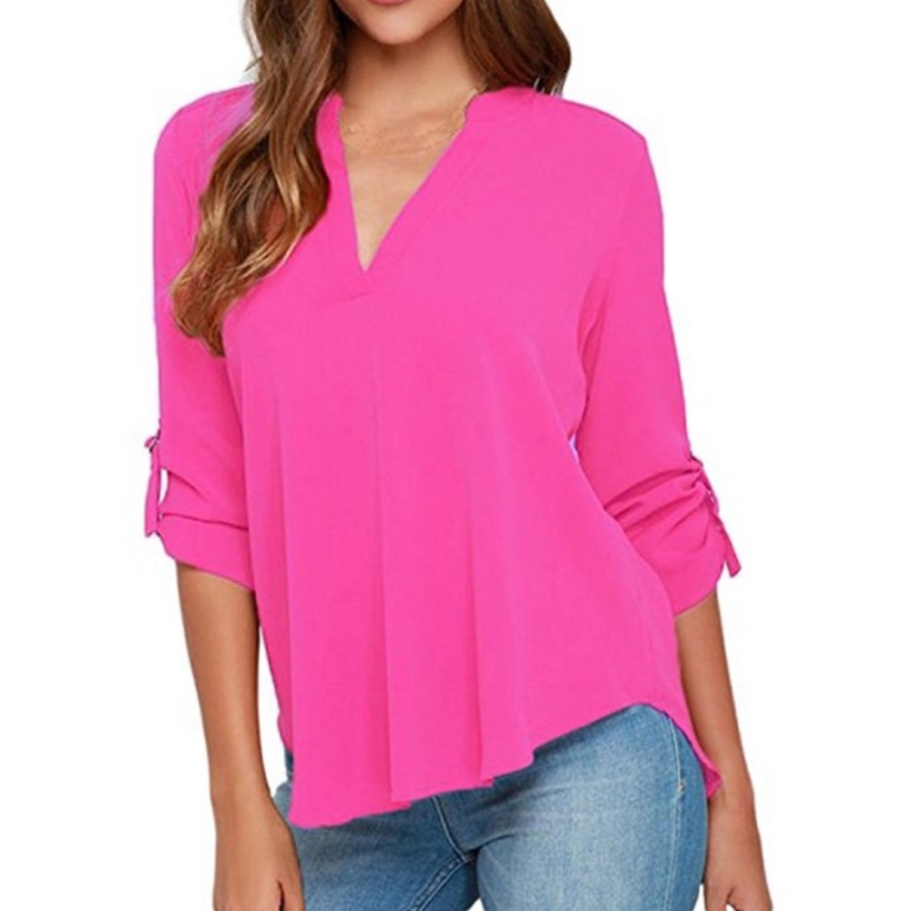 Sally solid loose sleeved top - Picture 2 of 8