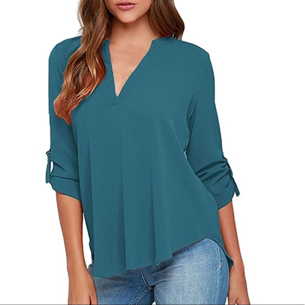 Sally solid loose sleeved top - Picture 8 of 8