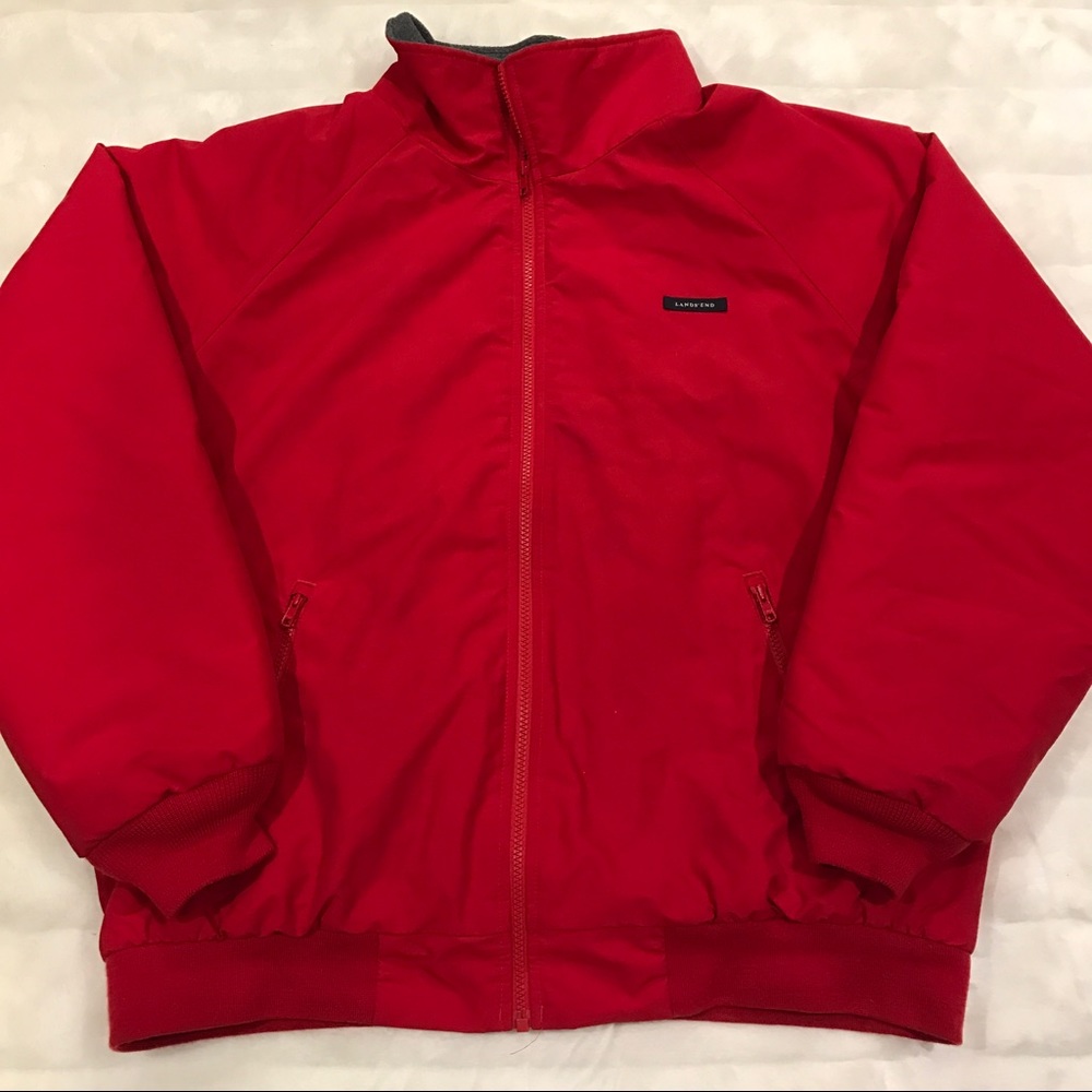 Lands' End Men's Zip Up Red Jacket Size Large