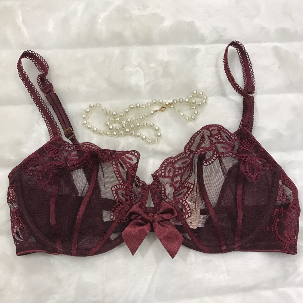 Victoria's Secret Floral Lace Unlined Bra Sz 36D