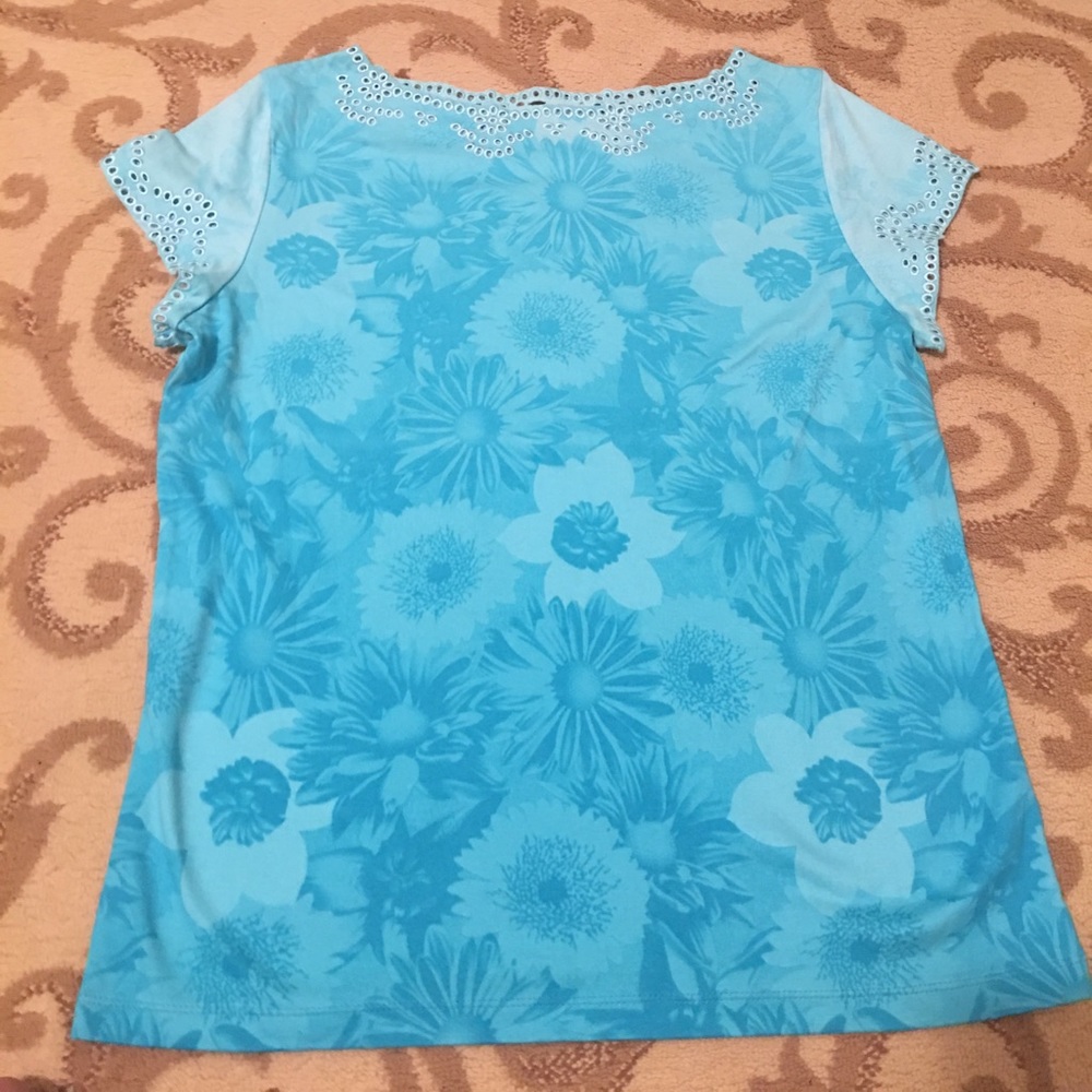 Bright blue floral tee