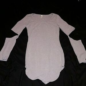 Gray cut-out sleeved top
