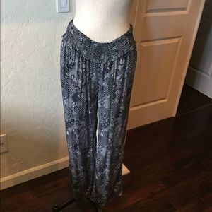 Navy blue and white maternity pants