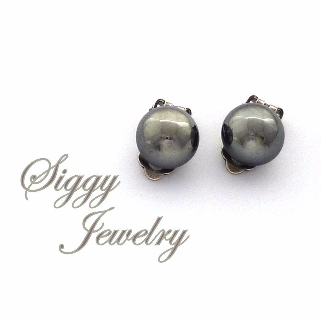 Jet Hematite Clip On Earrings For Non-Pierced Ears 15$