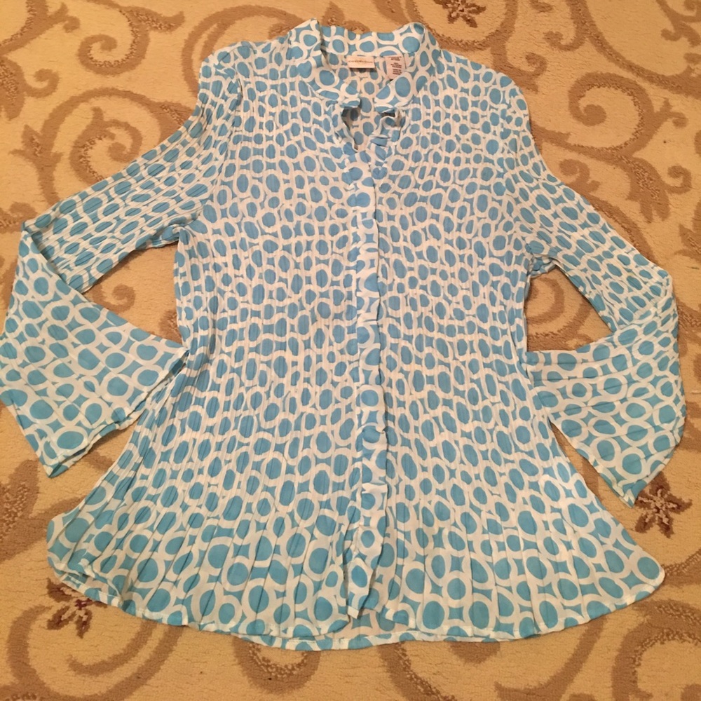 Blue and white blouse