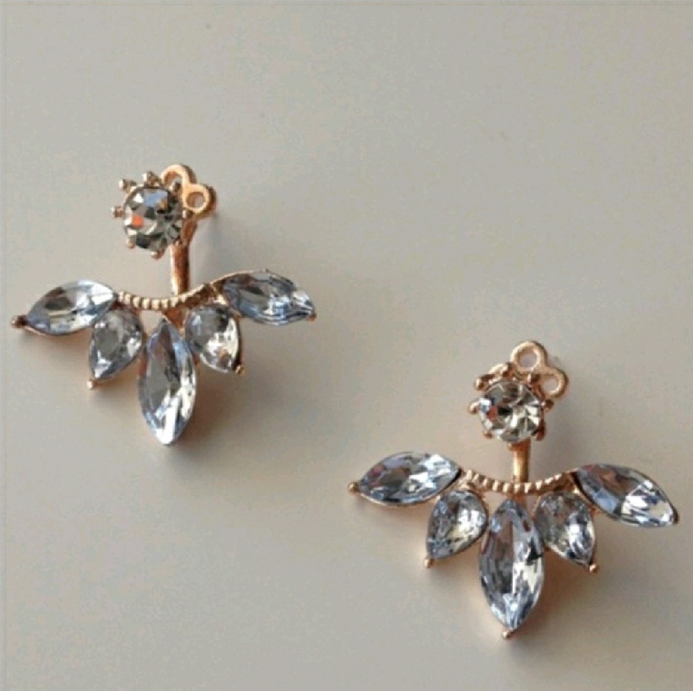 Leaf ear cuff stud earrings