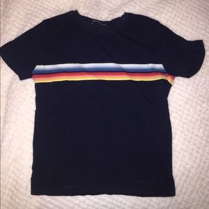 Navy blue t shirt with rainbow stripe
