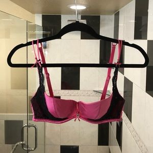 Frederick's of Hollywood Pink Satin Shelf Bra 32C