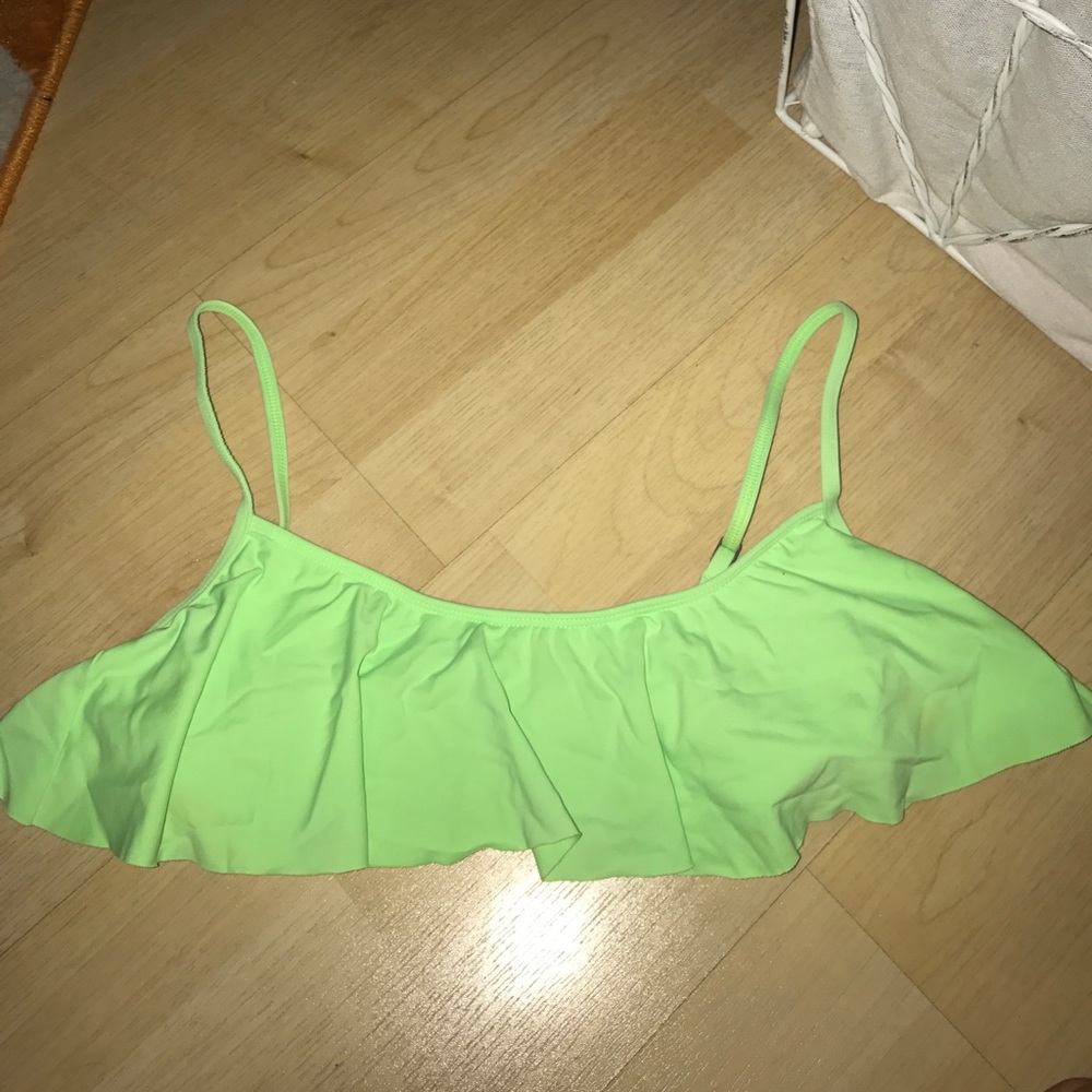Neon green flounce swim top!!