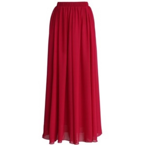 Red Maxi Skirt NWOT - Picture 1 of 6
