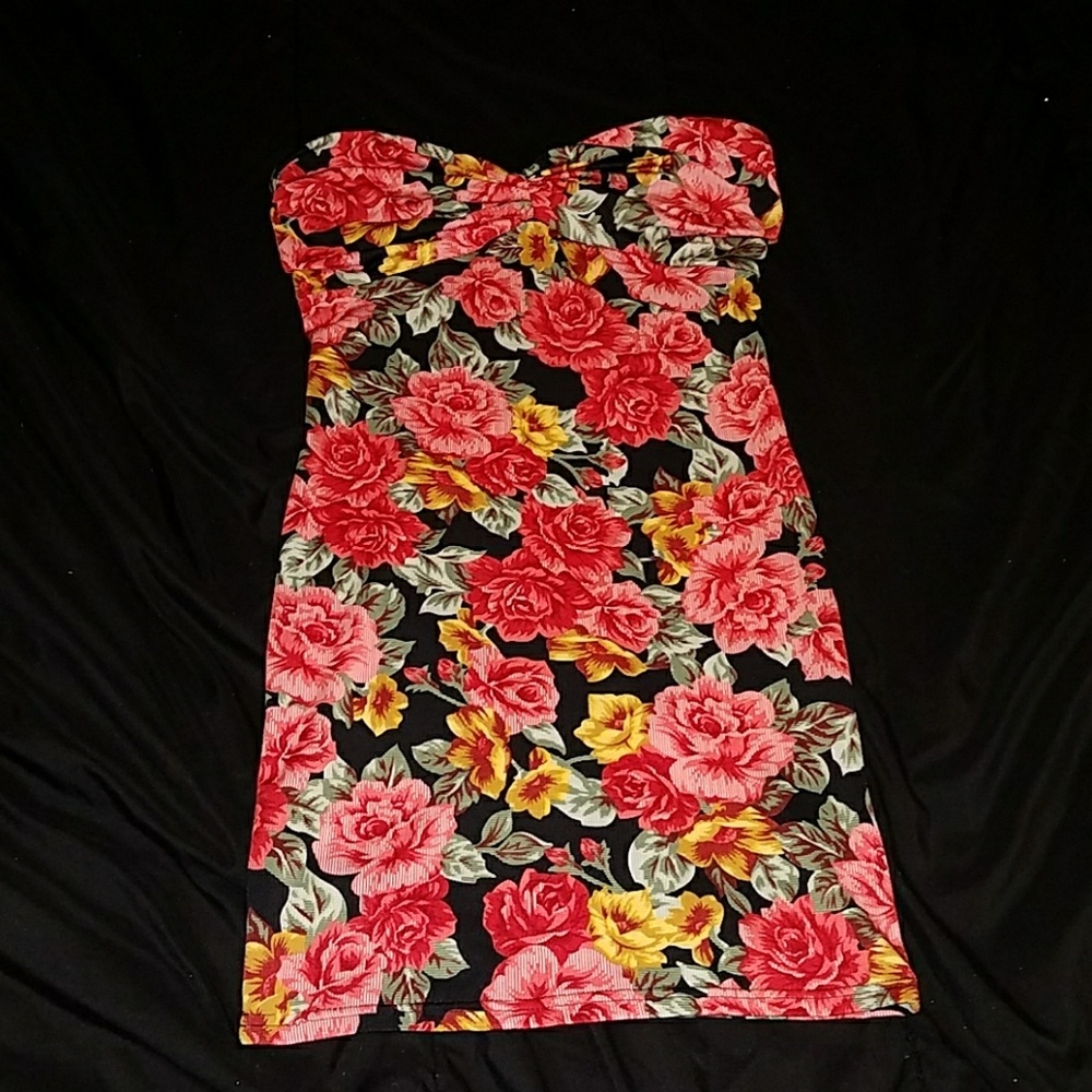Strapless Floral Mini Dress
