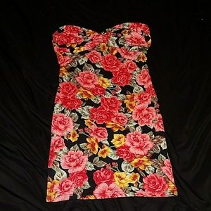 Strapless Floral Mini Dress