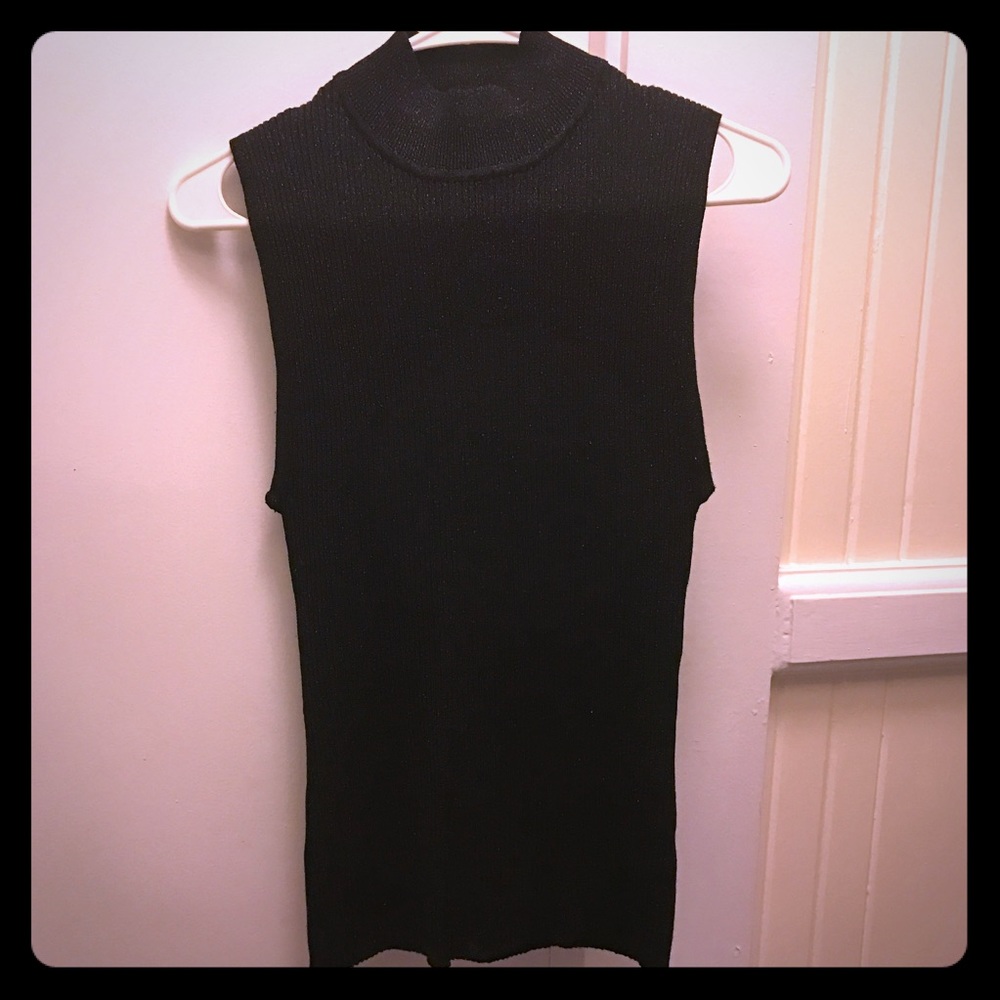 🌺Anne Klein Large Blackw/Silver Sleeveless Turtle